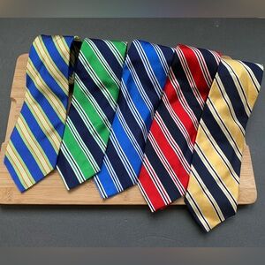 TALBOTS Diagonal Multicolor Stripes Silk Mens Neck Tie Lot OF 5